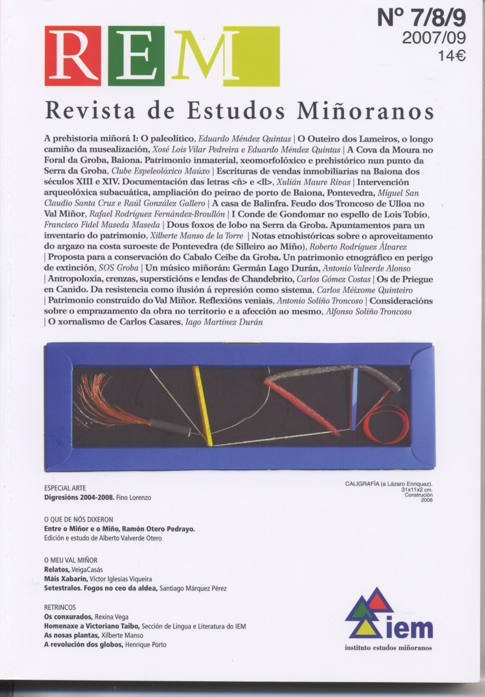 Capa da <i>Revista de Estudos Miñoranos</i> 7,8 e 9